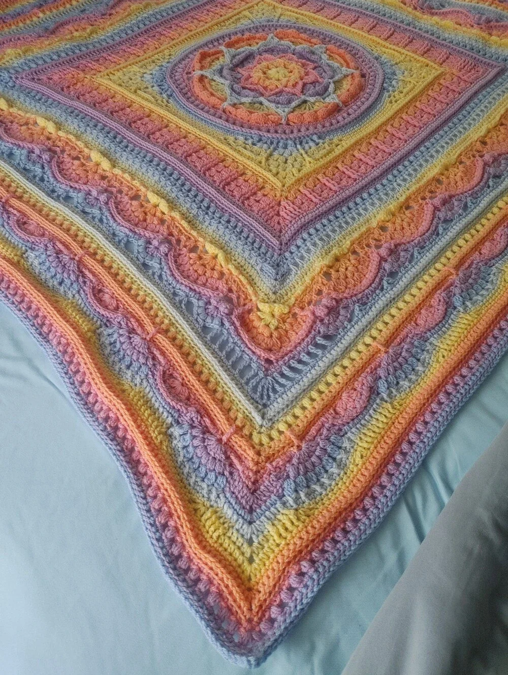 Handmade Crocheted Soft Beautiful Rainbow Baby Blanket 46
